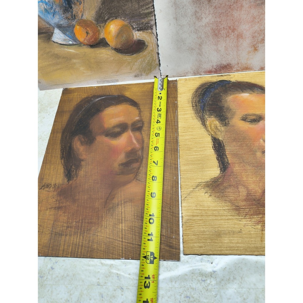 Lot Of 4, Original Oil Painting On Paper Portrait And Nude - Picture 7 of 8